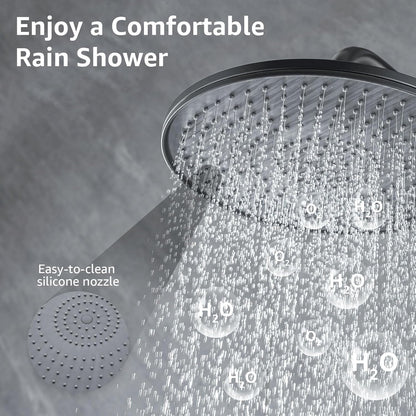 Douche Set – Douchesysteem – Douchecombinatie – Douchekraan – Douchekop – Antraciet – Thermostatische Kraan – Regendouche 25 cm