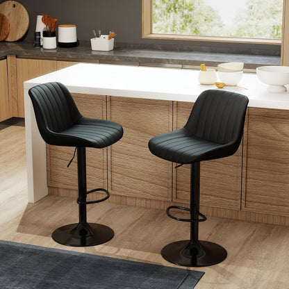 Youhauchair Barkrukken Set van 2, In Hoogte Verstelbare Barkruk met Rugleuning, PU Lederen Barstoelen Bar Stool, Moderne Barstoel Keuken Kruk
