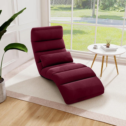 Vloerstoel – Vloerlounger – Grondstoel – Meditatiestoel – Loungestoel – Verstelbare Rugleuning – Kunstleer Rood – 175 x 55 x 20 cm – Inklapbaar & Comfortabel