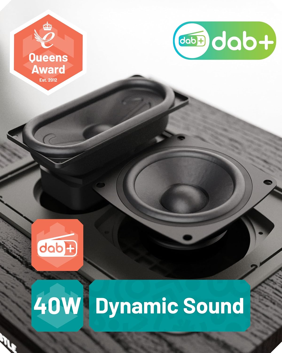 DAB+ Bluetooth radio en cd-speler, 40 W netvoeding hifi-systeem voor thuis, geïntegreerde luidsprekers, led-display, dubbel alarm, 20 voorinstellingen en FM, USB, MP3, AUX, afstandsbediening