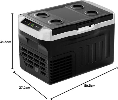 EUHOMY Compressor-koelbox, 21 liter, -20 °C ~ 20 °C, 12 V auto-koelkast, draagbare vriezer 12/24 V DC 220-240 V AC, met app-besturing voor camping, reizen, vrachtwagen, huis