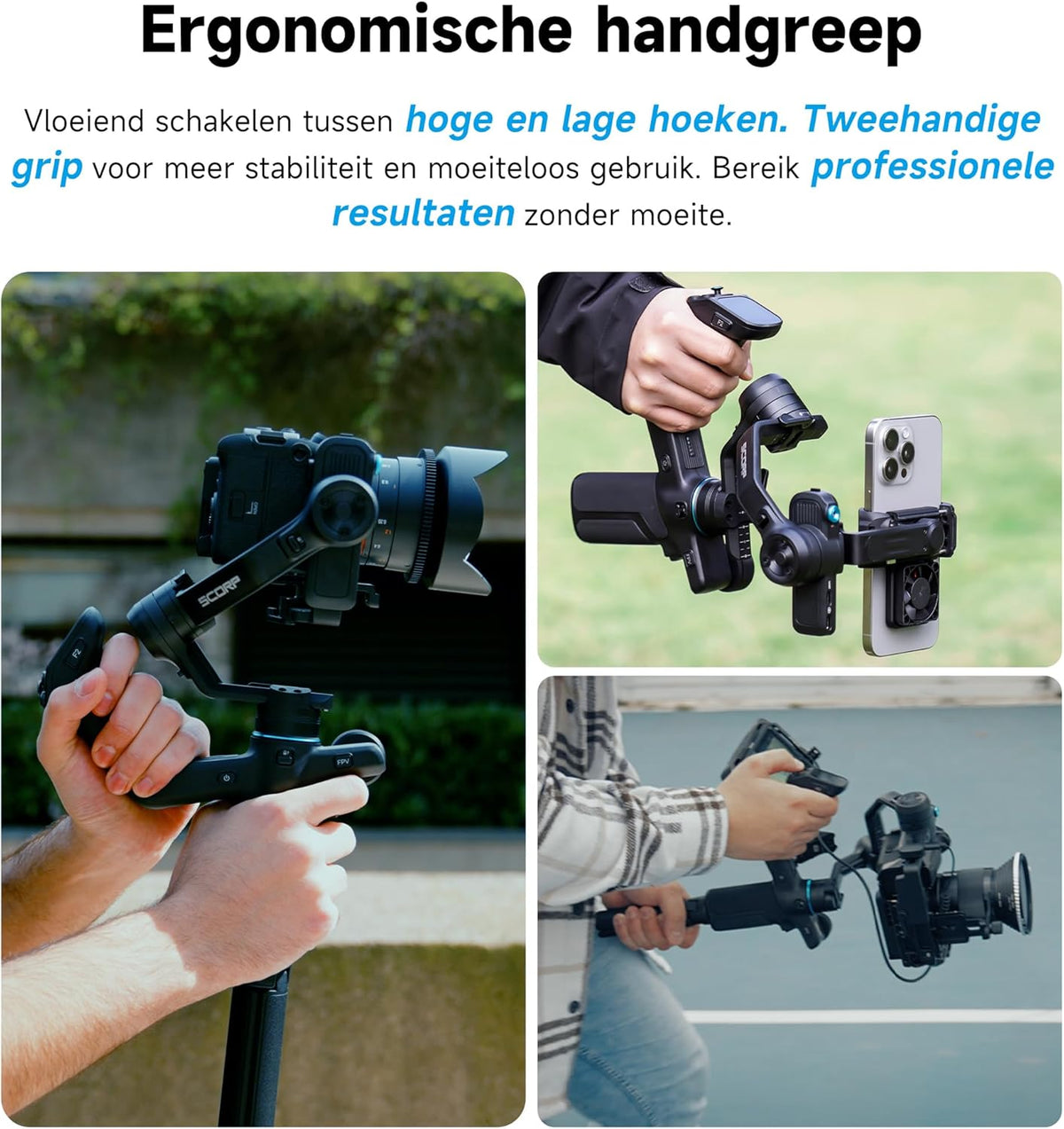 FeiyuTech [Officieel] SCORP Mini 3 Pro – All-in-One 3-Axis Gimbal met afneembare afstandsbediening, voor Camera, Smartphone & Action Cam, Portret & Landschap, Gezichtsherkenning