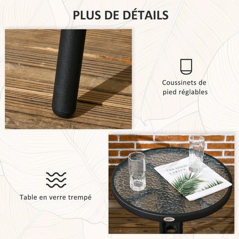 Tuinstoelen - Tuinmeubelenset - Tuin Eettafelstoelen - Rotan Bistroset - Moderne Stijl - Stapelbaar - Weerbestendig - Stabiel - Onderhoudsvriendelijk - 50 x 72 cm Tafel - 56 x 58 x 72.5 cm Stoel - Zwart