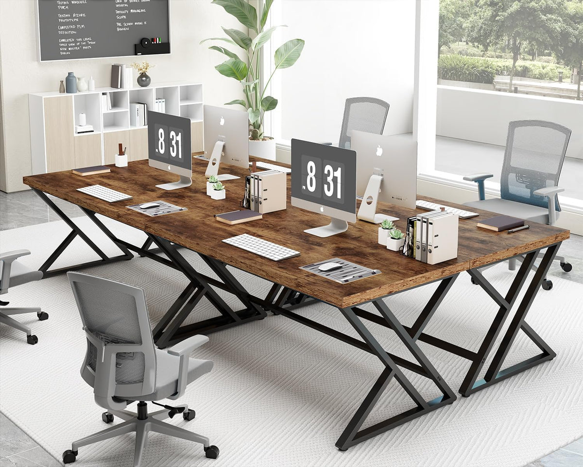 LVB Rustiek computerbureau, metalen houten bureau voor thuiskantoor, industrieel eenvoudig studiebureau voor schrijfwerk, houten student gaming computer pc-tafel met opbergruimte voor slaapkamer, 140