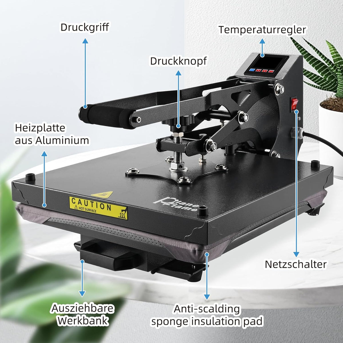 Warmtepers voor T-shirts met afneembare handgreep voor sublimatie-warmteoverdracht, canvas tassen, rugzakken en andere projecten