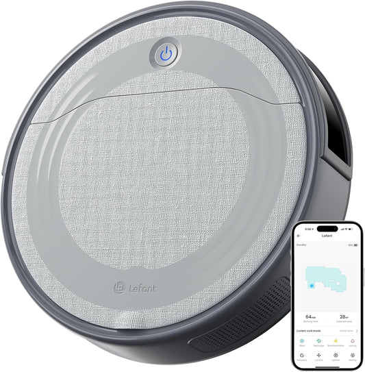 LEFANT M310 Robotstofzuiger met kartering, 4500 Pa, 180 min, voorkomt obstakels, WLAN/app, robotstofzuiger voor dierenharen en harde vloeren, grijs