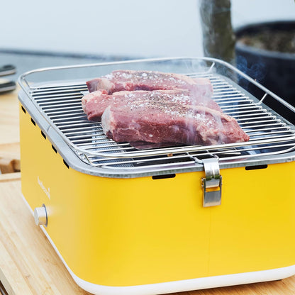 Barbecook tafel bbq Carlo houtskool barbecue met draagtas, geschikt voor 6 personen, Sunshine Yellow 44x33x21cm