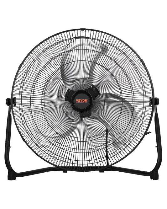 VEVOR Vloerventilator, 3 snelheden, industriële ventilator van robuust metaal, 508 mm, 360 graden helling, windsnelheid 6,5 m/s, voor thuis, garage, winkel, slaapkamer, 2 stuks