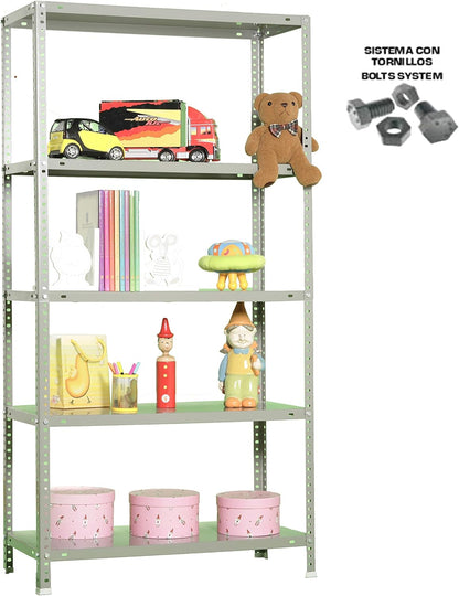 Simon Rack Stellingkast Metaal, 2000x1100x400 mm, Buigpunt 90, 5 Verstelbare Niveaus, Metalen Planken, Robuust Opslagrek voor Garage, Kelder en Werkplaats, Grijs – Simon Classic