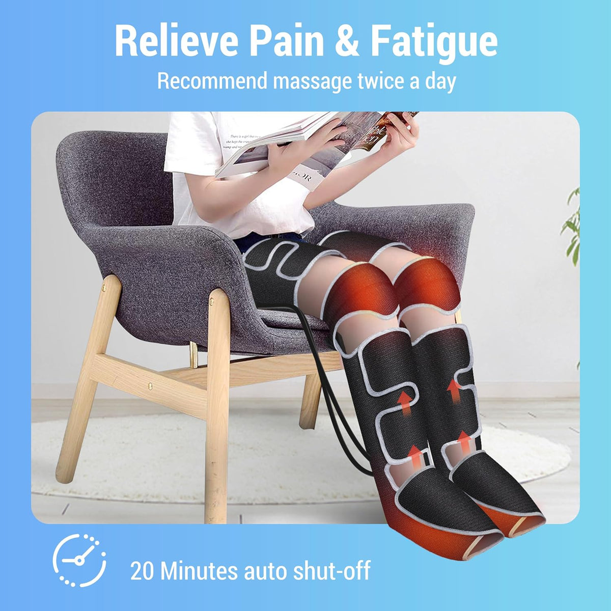 COMFIER Beenmassageapparaat, compressie-kuit-knie-voet-warmtemassageapparaat voor bloedcirculatie en spierontspanning, 3 warmte-instellingen en 3 intensiteiten, cadeau