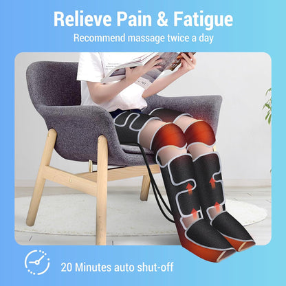COMFIER Beenmassageapparaat, compressie-kuit-knie-voet-warmtemassageapparaat voor bloedcirculatie en spierontspanning, 3 warmte-instellingen en 3 intensiteiten, cadeau