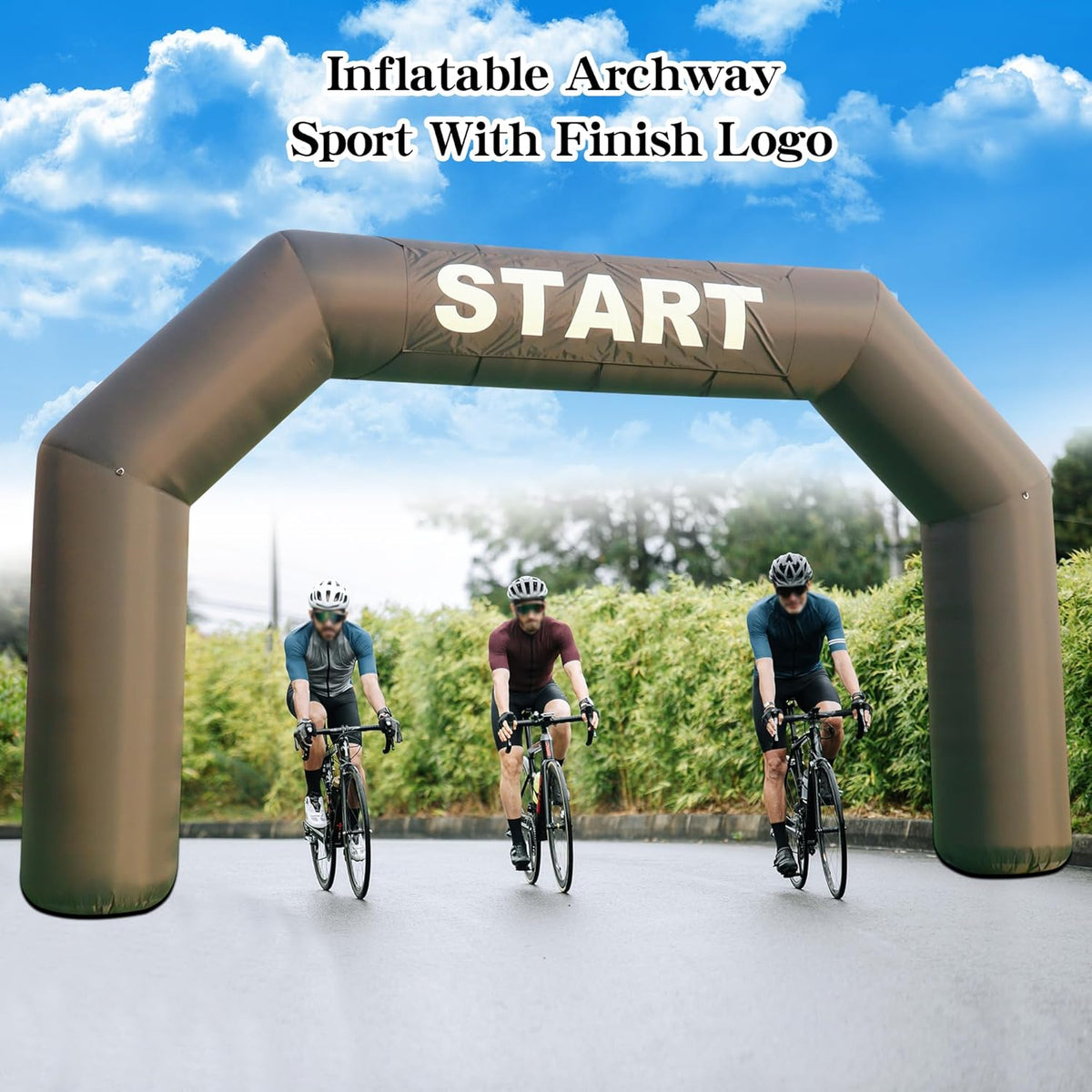 SAYOK Opblaasbare boog voor buiten, opblaasbare boog Archway Start opblaasbare aankomstlijn, banner, raceboog met beluchter voor reclameevenementen (zwart, 6 m)