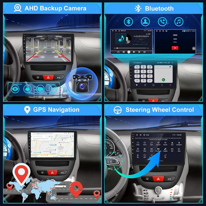 [2+64G]Android 13 Autoradio voor Peugeot 107 / Citroen C1 / Toyota Aygo 2005-2014 met Wireless Carplay & Android Auto - 10.1 Inch Touchscreen Autoradio met WiFi GPS DSP SWC + AHD Achteruitrijcamera