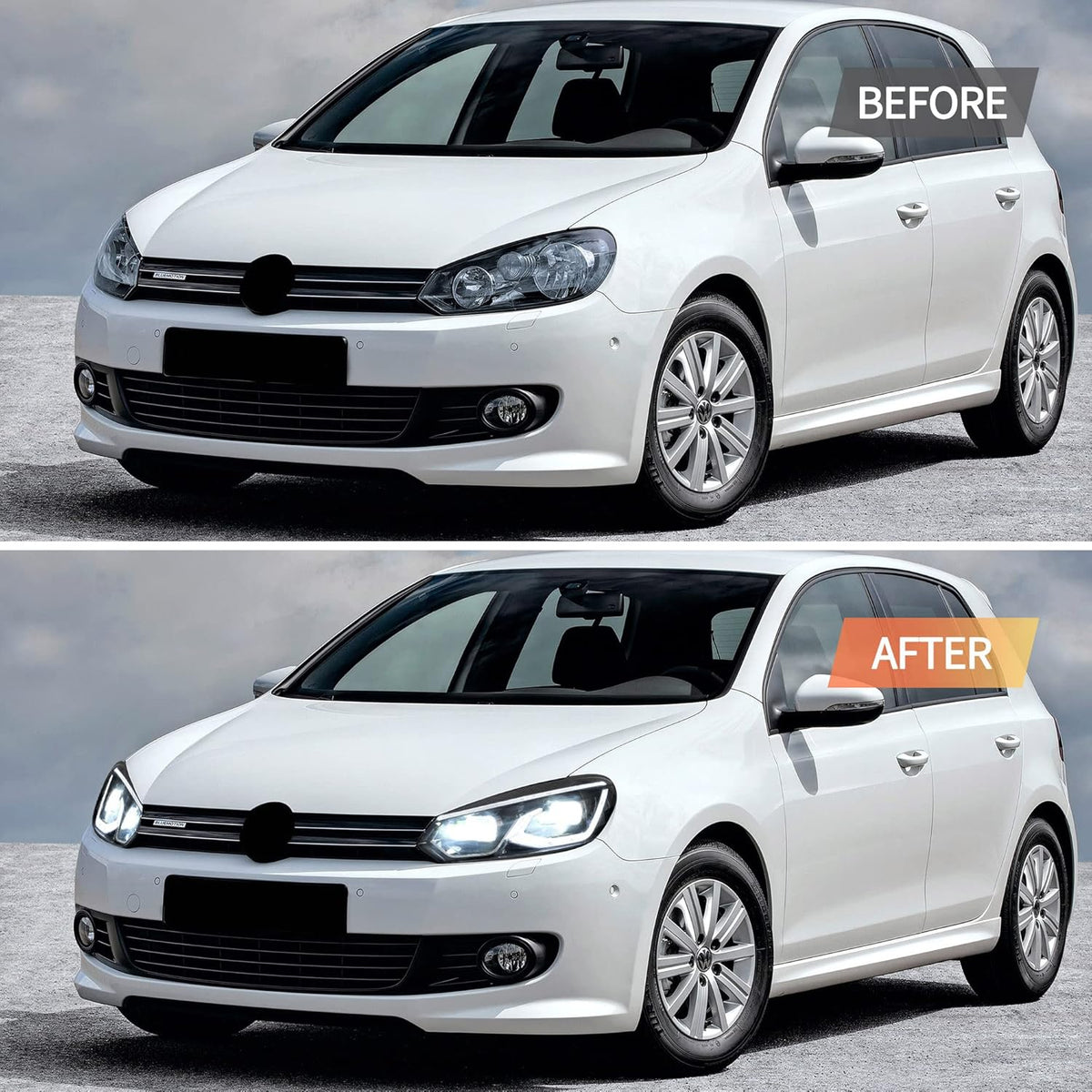 VLAND Projectorkoplampen Compatibel voor Golf 6 MK6 TSI Halogeen 2008-2013 (Niet voor TDI/GTI/R), 1 set/Met E-keuringsmerk