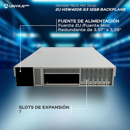 Unykach HSW4208 G3 Hot Swap 2U ATX 12 sleuven voor 3,5 inch of 2,5 inch drive bays voor 12 GB backplane server rack 4 ventilatoren en 2 USB 3.0