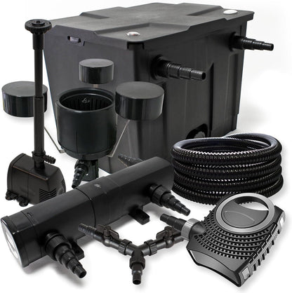 Filterset vijvers 12.000 l UVC 36W NEO8000 pomp 70 W slang 25 m skimmer CSP250 fontein