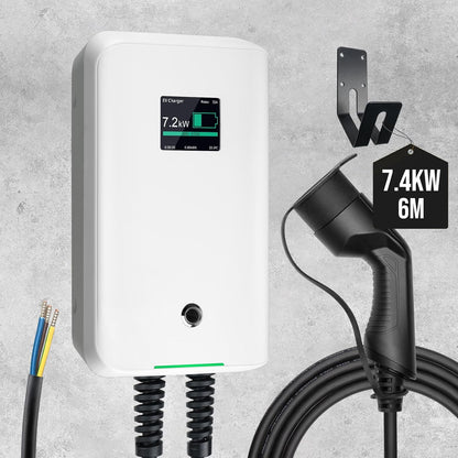 Morec Type 2 EV laadstation 32A EU standaard oplader 7.68kw IEC 62196-2 stekker met stroomkabel naar verdeelkast Draagbare snelwanddoos 6,1 m