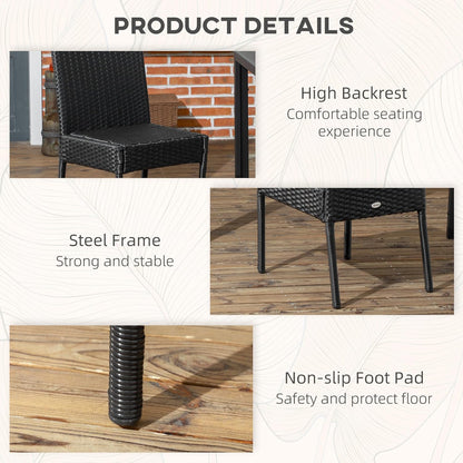 Tuinstoelen – Garden Stoelen – Balkonstoelen – Terrasstoelen – Kunststof Rieten Stoelen – Met Kussen – Gepoedercoat Metalen Frame – Zwarte Kleur