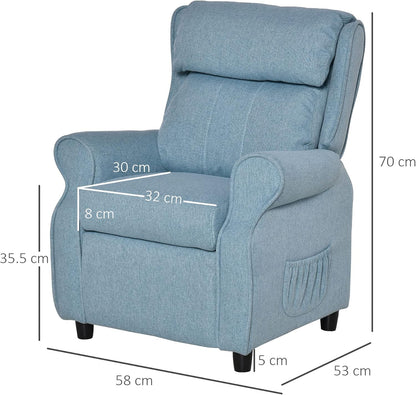 HOMCOM Children's Bench Children's Bench Children's Recliner Chair Recliner Adjustable with Footrest for 3-8 Years Boys and Girls Blue 58 x 53 x 70 cm - QUORE