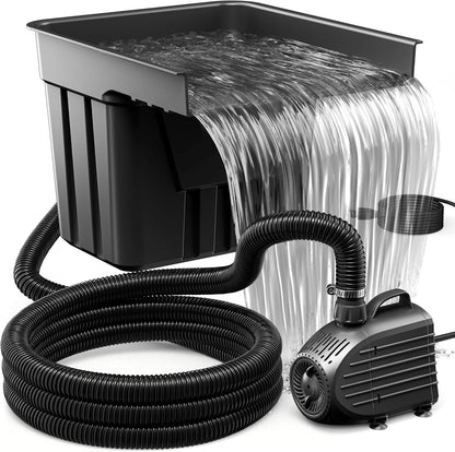 Biling Vijverwaterval met vijverfilter, complete set, zwembadwaterval met 80 W, 4500 l/u vijverpomp, watervallen, beekloop, kit voor tuinvijver, waterspel, terras