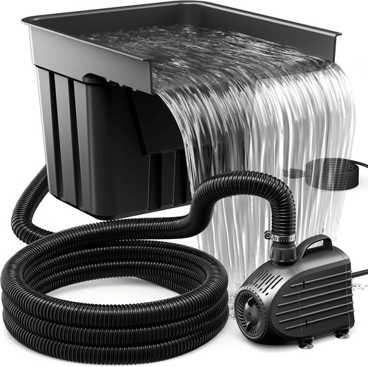 Biling Vijverwaterval met vijverfilter, complete set, zwembadwaterval met 80 W, 4500 l/u vijverpomp, watervallen, beekloop, kit voor tuinvijver, waterspel, terras