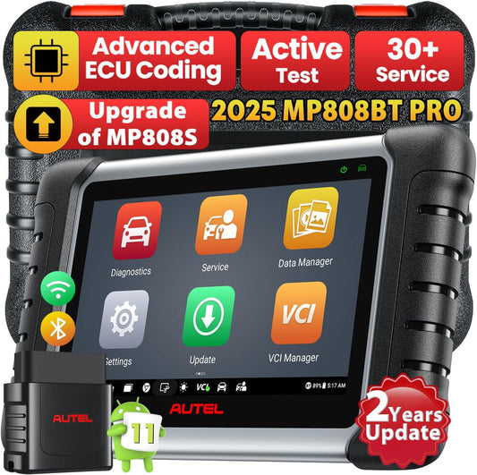 Autel MaxiPRO MP808BT PRO, 2 Jaar Gratis Update [twv €650], 2026 Upgrade van MS906BT MP808BT MP808S MP808, ECU-Codering, Bidirectionele Controle, 31+ Dienst, Volledige Diagnose, Android 11.0