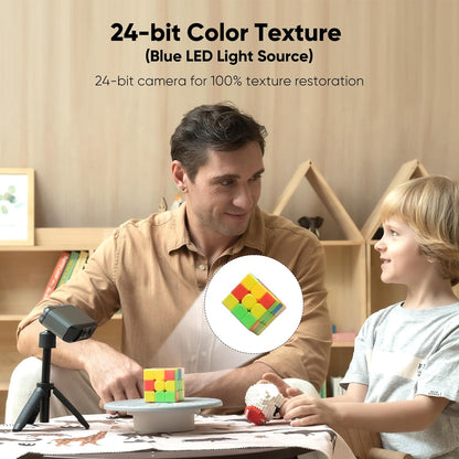 3D-scanner met 0,03 mm nauwkeurigheid, 0,07 mm resolutie, 24-bits kleurencamera, anti-shake lenzen, compatibel met Windows/MacOS, draagbare 3D-scanner voor 3D-printen [3DMakerpro Moose Premium Kit]