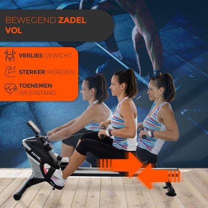 Rowing Machine for Home | Fitness | Easy Movement Wheels | LCD Display | 8 Resistance Levels | Magnetic Brake | Folding - QUORE