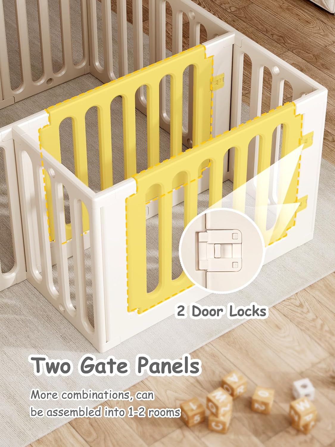 VBABY Baby Playpen for Babies Toddlers, 66 x 51 inches, Plastic Baby Play Mat for Toddler 1-3, 12 Panels Large Baby Playground, Indoor Outdoor Baby Gate, White - QUORE