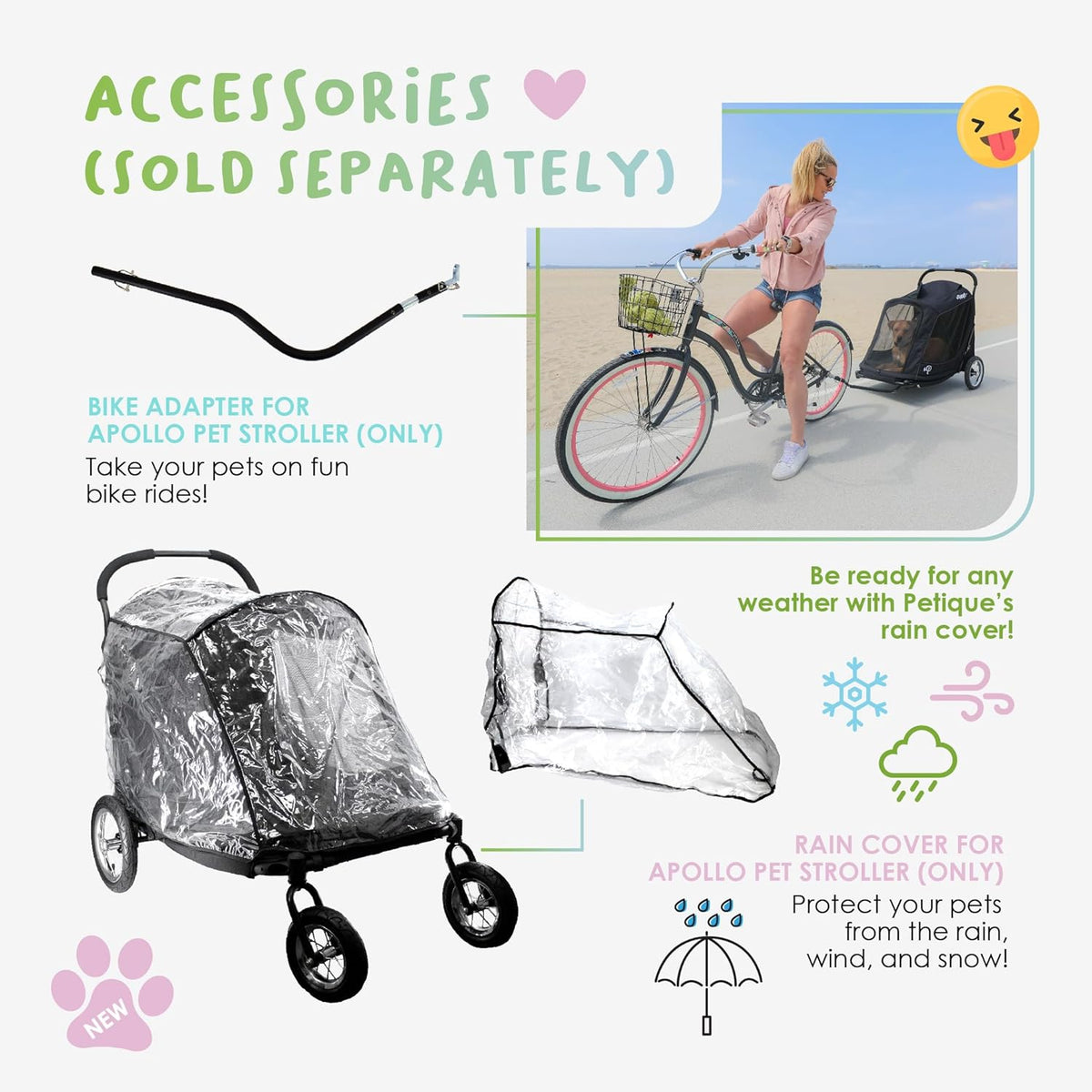Apollo 3-in-1 wandelwagen voor huisdieren | hondenbuggy | hondenkinderwagen | hondenkinderwagen | hondenwielen | lichtgewicht afneembare opvouwbare draagbare huisdierendragers tas jogger voor
