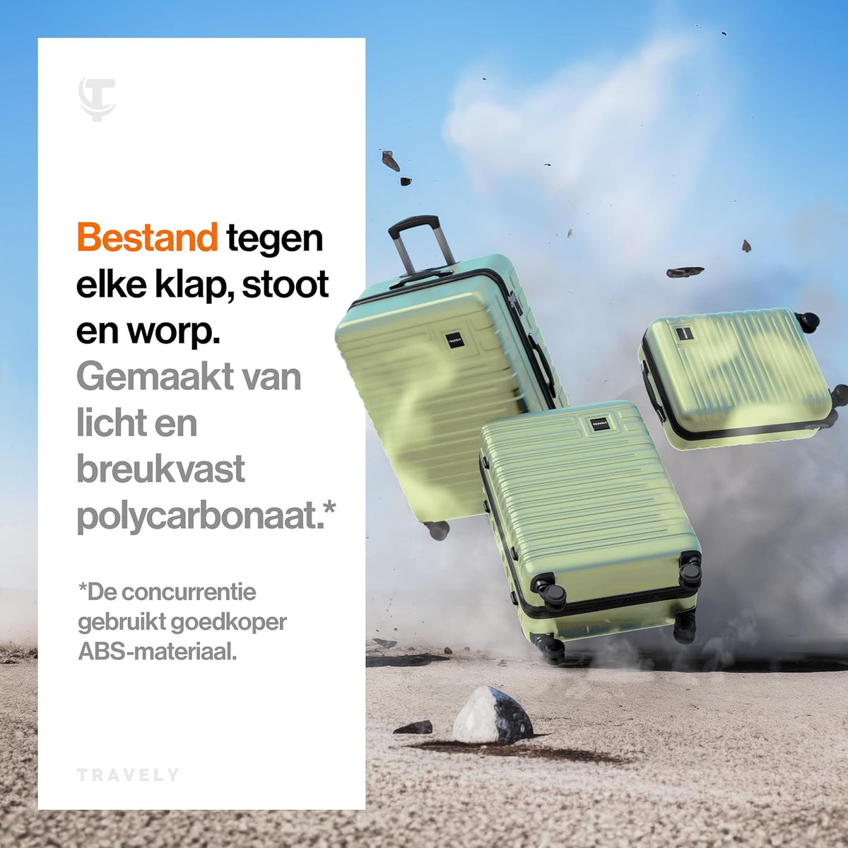 Polycarbonaat Kofferset 77cm + 67cm + 55cm - zeer robuuste hardschalige koffer met zachte wielen & TSA-slot, reiskoffer, koffer & trolley, reiskoffer met wielen