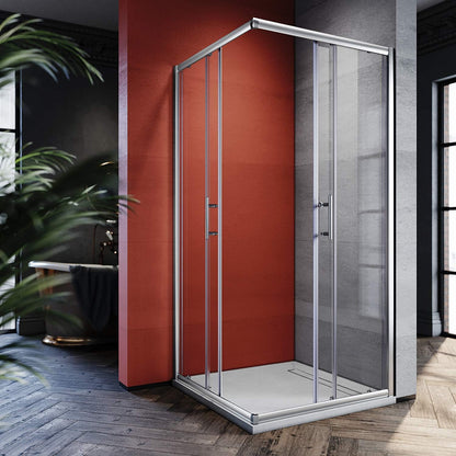 Douchecabine – Hoekdouche – Douchewand – Douchecabine Schuifdeur – Glazen Douchewand – 100x100 cm – 5 mm Gehard Veiligheidsglas