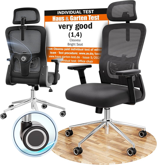 Bureaustoel – Kantoorstoel – Gamestoel – Computerstoel – Office Chair – Ergonomisch Ontwerp – Ademend Mesh Materiaal – Verstelbare Armleuningen – Max. 150 kg