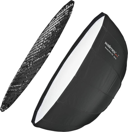Walimex pro Studio Line Beauty Dish Softbox QA105 – Beauty Dish lichtvormer, 105 cm Ø, 46 cm diep, opvouwbaar, met rooster, binnen- en buitendiffuser, voor Speedlite opsteekflits, studioflits, 22456