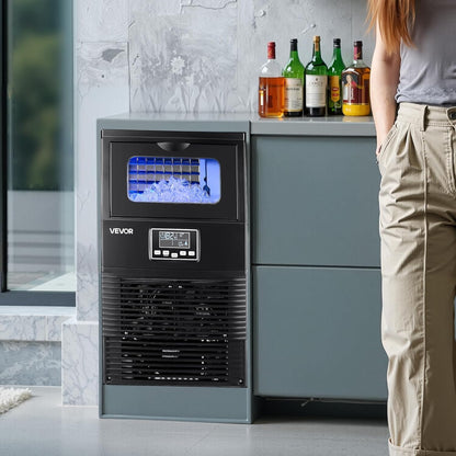 VEVOR Commerciële ijsblokjesmachine, ijsblokjesmaker voor 36 kg/dag met 5 kg inhoud voor tafelvloer van roestvrij staal met zelfreinigend led-display