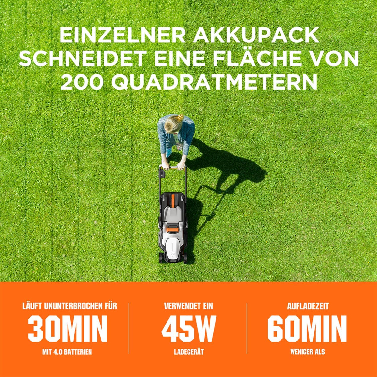 Accugrasmaaier – Draadloze Grasmaaier – Elektrische Grasmaaier – Accu Grasmaaier – Tuingrasmaaier – 33 cm Maaibreedte – 30 Liter Opvangbak – Verstelbare Maaihoogte 25-65 mm – 20V 4,0 Ah Accu – Geschikt Tot 200 m²