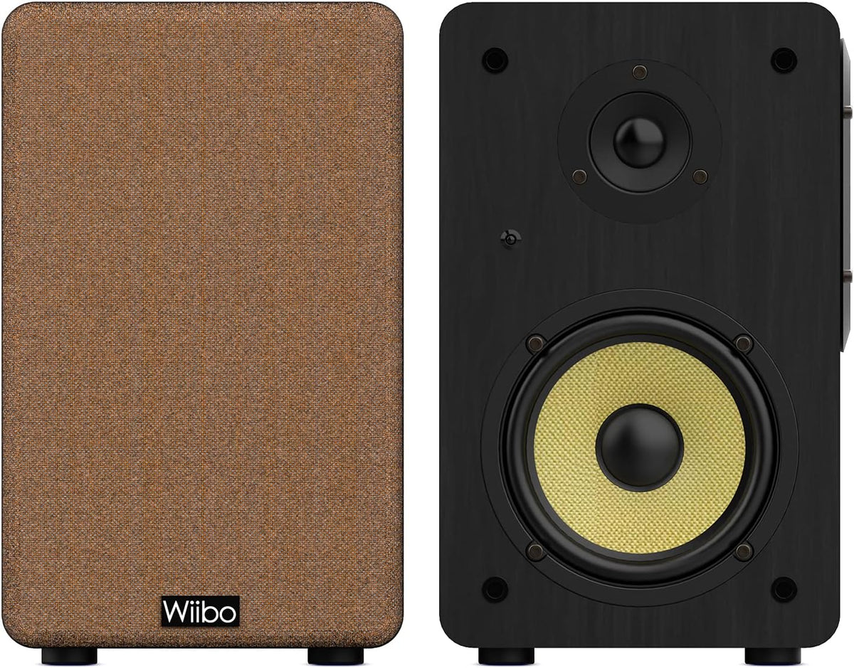 WIIBO - Neo 100 V2 - Draagbare Bluetooth-luidspreker in vintage-stijl, intelligente hifi-luidspreker, rek-luidspreker, vermogen 100 W, 250 mm x 180 mm x 300 mm, zwart en geel