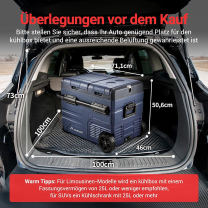 AAOBOSI Koelbox voor de auto, 45 liter, met USB-aansluiting, twee zones en dubbele deuren, elektrische koelbox tot -20 °C, voor auto, vrachtwagen, boot, camper, camping