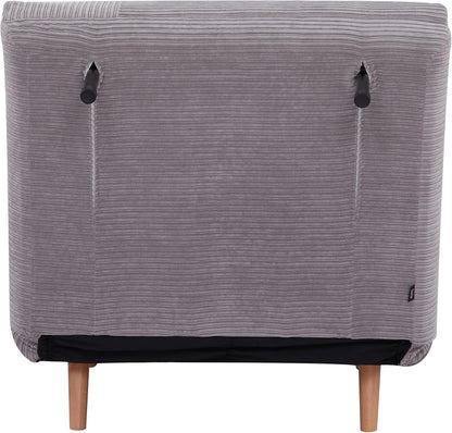 HOMCOM 2-in-1 Sofa Bed, Armchair Bed, Adjustable Folding Mattress Guest Bed, Corduroy Chaise Lounge, for Bedrooms, Living Rooms, Light Grey 82 x 89 x 83 cm - QUORE