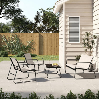 Grand patio Tuinmeubelsets 4-delig, tuintafel en stoelen, gaasdoek, waterdicht, ademend, terrasgesprekssets voor buiten, achtertuin, zwembad (beige)