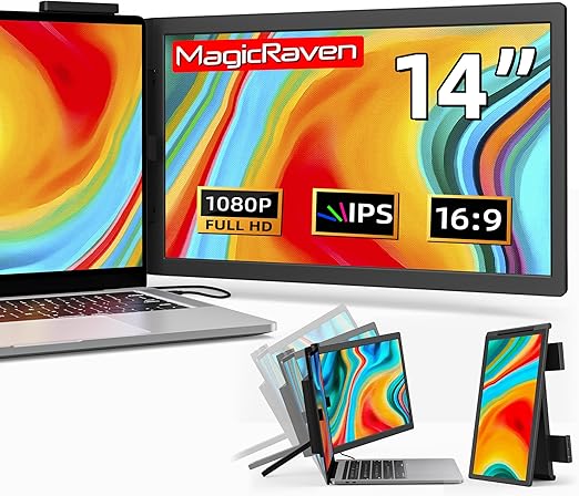 Draagbare Monitor – Portable Scherm – Extra Scherm Laptop – Portable Beeldscherm – Laptop Scherm Uitbreider – 14 Inch – Full HD 1080p IPS – USB-C & HDMI Plug & Play