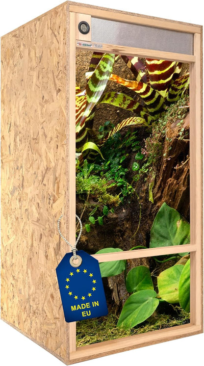 ITA Hoog Terrarium 60x120x60 cm met Frontventilatie & Ingebouwde Hygrometer - Houten terrarium van OSB-3 platen - Voor reptielen, slangen, amfibieën - EU Product, FSC gecertificeerd
