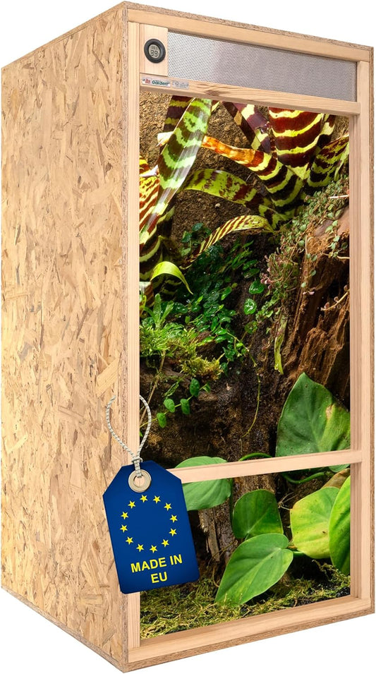 ITA Hoog Terrarium 60x120x60 cm met Frontventilatie & Ingebouwde Hygrometer - Houten terrarium van OSB-3 platen - Voor reptielen, slangen, amfibieën - EU Product, FSC gecertificeerd