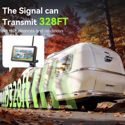 OBEST Draadloze achteruitrijcamera, magnetisch, met 9600 mAh accu, 7 inch touchscreen-monitor, ondersteunt tot 4 kanalen, IP69 waterdicht, doe-het-zelf installatie, voor caravan, vrachtwagen, auto