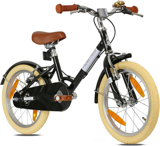 PROMETHEUS BICYCLES 16 inch retro kinderfiets vanaf 5 jaar voor jongens en meisjes zwart