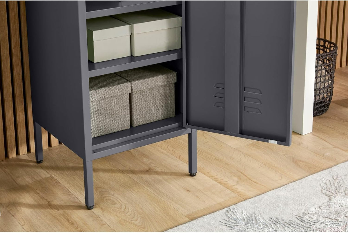 MMT Furniture Metal Locker Cabinet with Lockable Storage Cabinet Slim One Door (Grey, 180cm) - QUORE