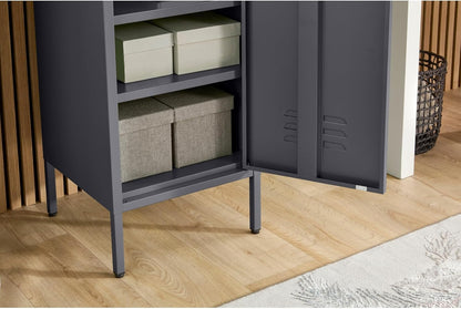 MMT Furniture Metal Locker Cabinet with Lockable Storage Cabinet Slim One Door (Grey, 180cm) - QUORE