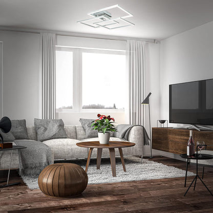 B.K.Licht I LED Frame lamp I dimbare Smart Plafondlamp I WiFi I plafoniere met App en afstandsbediening I CCT en RGB I dimbaar I 48 Watt I 4800 lumen I Chroom-Aluminium I plafondlampen I plafonniere