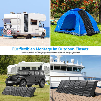 Ecosonique 100 W opvouwbaar zonnepaneel, 23,5% rendement en 45 W PD snel opladen, monokristallijn zonnepaneel met USB-C PD3.0 USB-A QC3.0 20V DC uitgang, verstelbare standaard voor powerstations en