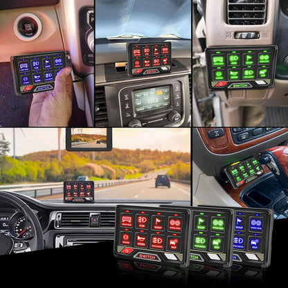 Chelhead Paneel Schakelaar: 12v/24v 8 controle Tuimelschakelaar RGB Universele Controle Relaissysteem met Aux-circuit voor Offroad Voertuig Auto Truck Boot